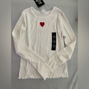 Art Class Girls long sleeve shirt heart white size Large 10/12 NWT